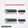 Coque de clé pliante 2/3 boutons pour Citroën C4, Peugeot 307, lame HU83/VA2 - gros plan sur le marquage inscrit sur la lame