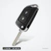 Coque de clé pliante 2/3 boutons pour Citroën C4, Peugeot 307, lame HU83/VA2 - vue de face, lame rentrée dans le corps