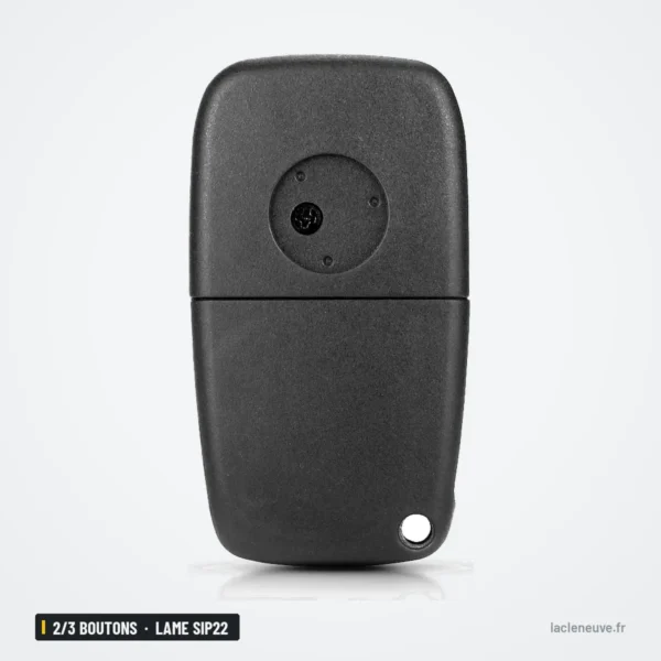 Coque de clé pliante 2/3 boutons pour Fiat 500, Punto, Ducato, lame SIP22 - coque sans bouton apparent, vue de face