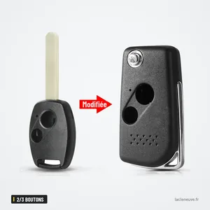 Coque de clé pliante 2/3 boutons pour Honda Accord, Civic, CR-V, Pilot - transformation d'une clé droite en coque pliante