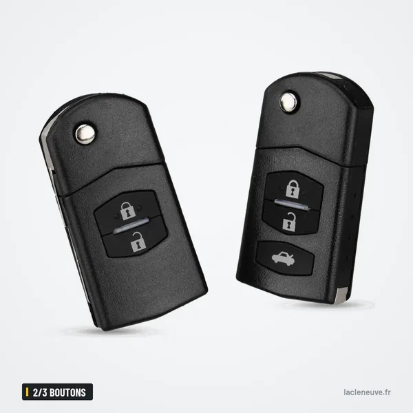 Coque de clé pliante 2/3 boutons pour Mazda 2, 3, 6, MX-5 - deux clés pliantes côte à côte