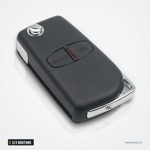 Coque de clé pliante 2/3 boutons pour Mitsubishi Lancer, Outlander, Pajero - clé pliante fermée, vue de face