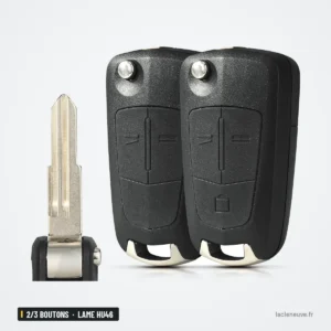 Coque de clé pliante 2/3 boutons pour Opel Antara, Chevrolet Epica, lame HU46 - deux clés et une lame détachée