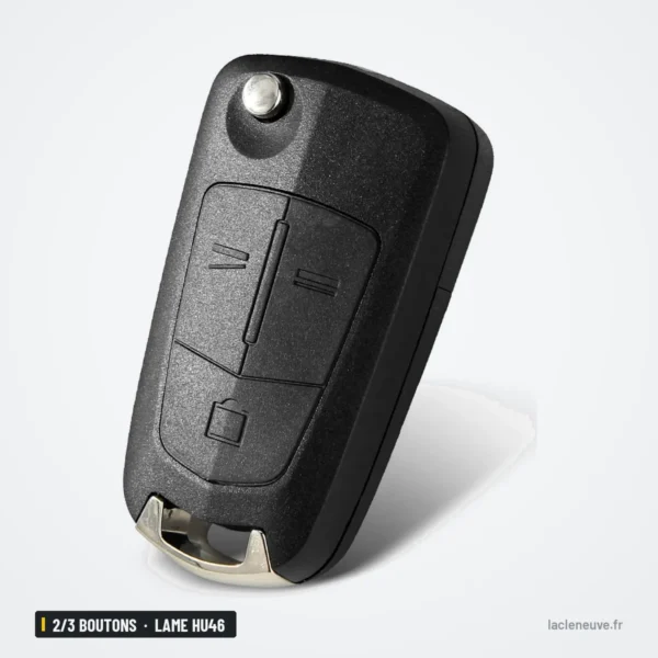 Coque de clé pliante 2/3 boutons pour Opel Antara, Chevrolet Epica, lame HU46 - clé pliée vue de profil
