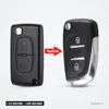 Coque de clé pliante 2/3 boutons pour Peugeot 307, Citroën C4 - comparaison avant et après transformation en coque pliante