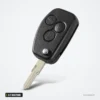 Coque de clé pliante 2/3 boutons pour Renault Clio, Dacia Duster, Logan - vue de face, lame dépliée à gauche