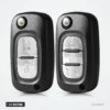 Coque de clé pliante 2/3 boutons pour Renault Clio, Megane, Kangoo, Modus - deux coques identiques posées côte à côte