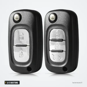 Coque de clé pliante 2/3 boutons pour Renault Clio, Megane, Kangoo, Modus - deux coques identiques posées côte à côte