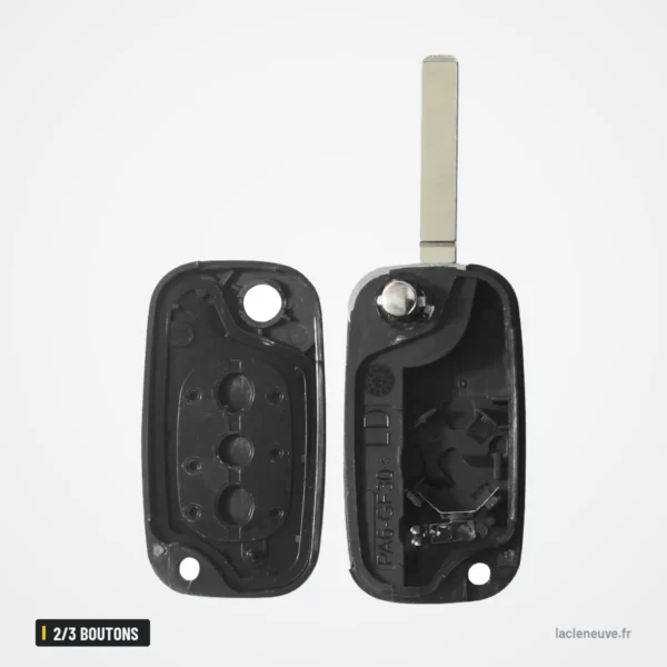 Coque de clé pliante 2/3 boutons pour Renault Clio, Megane, Kangoo, Modus - intérieur de la coque, deux faces ouvertes