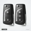 Coque de clé pliante 2/3 boutons pour Toyota Camry, Corolla, Highlander - deux coques pliantes identiques côte à côte