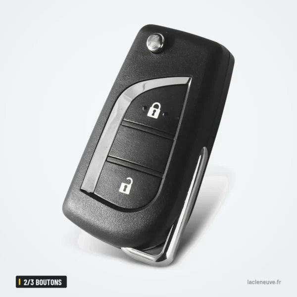 Coque de clé pliante 2/3 boutons pour Toyota Camry, Corolla, Highlander - coque pliante à deux boutons, lame rentrée