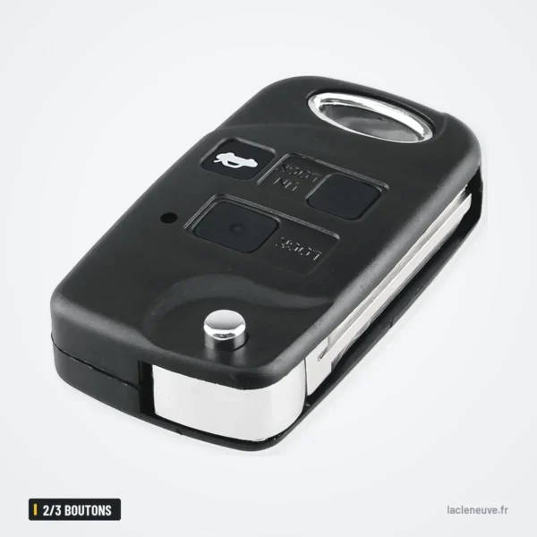 Coque de clé pliante 2/3 boutons pour Toyota Yaris, Corolla, Avensis - vue de face, boutons au centre