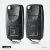 Coque de clé pliante 2/3 boutons pour Volkswagen Golf, Passat, Polo, Seat Leon - deux coques identiques, vue de face