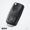 Coque de clé pliante 2/3 boutons pour Volkswagen Golf, Passat, Polo, Seat Leon - coque pliée, vue de face, boutons visibles