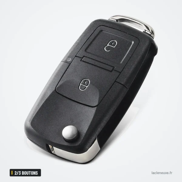 Coque de clé pliante 2/3 boutons pour Volkswagen Golf, Passat, sans lame - clé dépliée, lame sortie, deux boutons visibles
