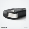 Coque de clé pliante 2/3 boutons pour Volkswagen Golf, Passat, sans lame - clé repliée vue de profil, bouton chromé visible