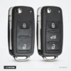Coque de clé pliante 2/3 boutons pour Volkswagen Golf, Polo, Jetta - deux coques pliantes côte à côte, avant et arrière