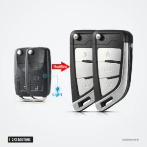 Coque de clé pliante 2/3 boutons pour Volkswagen Polo, Golf, Passat, Jetta - deux clés pliantes, logo rétroéclairé en option Coque de clé pliante 2/3 boutons pour Volkswagen Polo, Golf, Passat, Jetta - deux clés pliantes, logo rétroéclairé en option