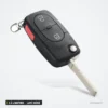 Coque de clé pliante 2 à 4 boutons pour Audi A3, A4, S4, lame vierge incluse - coque pliée avec bouton rouge et porte-clés