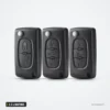 Coque de clé pliante 2 à 4 boutons pour Citroën C3, C4, C5, Peugeot 407 - trois coques pliantes côte à côte
