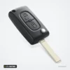 Coque de clé pliante 2 à 4 boutons pour Citroën C3, C4, C5, Peugeot 407 - vue de face rapprochée, boutons visibles