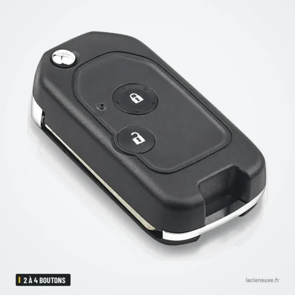 Coque de clé pliante 2 à 4 boutons pour Honda Accord, Civic, CR-V, Pilot - vue de face avec icônes de verrouillage