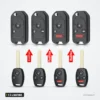 Coque de clé pliante 2 à 4 boutons pour Honda Civic, Accord, CR-V, Jazz - quatre clés et flèches de comparaison