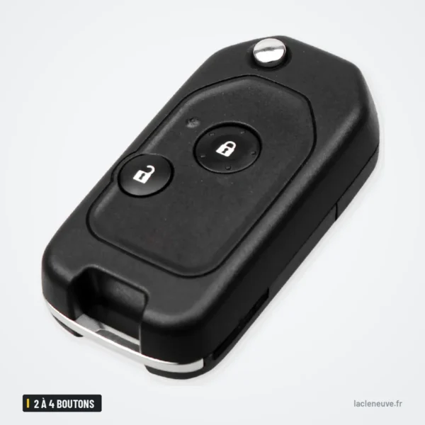 Coque de clé pliante 2 à 4 boutons pour Honda Civic, Accord, CR-V, Jazz - vue de profil, lame repliée, deux boutons