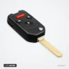 Coque de clé pliante 2 à 4 boutons pour Honda Civic, Accord, CR-V, Jazz - vue de trois quarts, lame dépliée