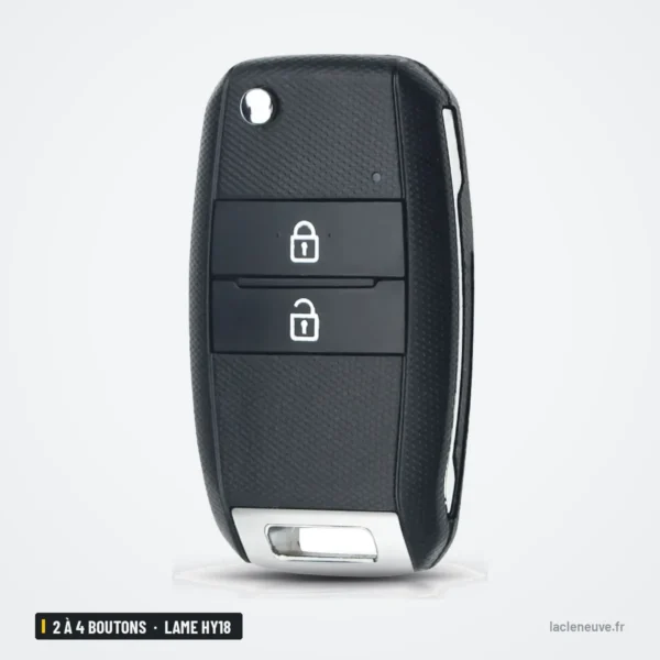 Coque de clé pliante 2 à 4 boutons pour Kia K3, K5, lame HY18 - lame sortie, deux boutons verrouillage
