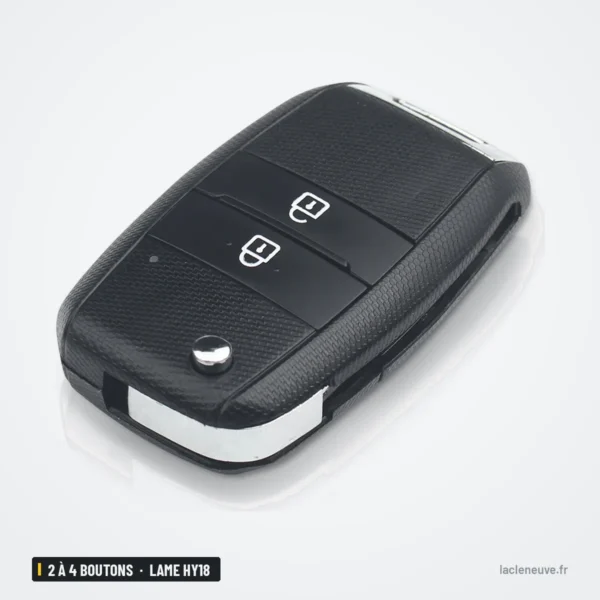 Coque de clé pliante 2 à 4 boutons pour Kia K3, K5, lame HY18 - vue de face, sans lame