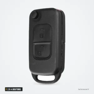 Coque de clé pliante 2 à 4 boutons pour Mercedes-Benz W124, W202, W210, W211 - vue de profil, lame pliée dans la coque