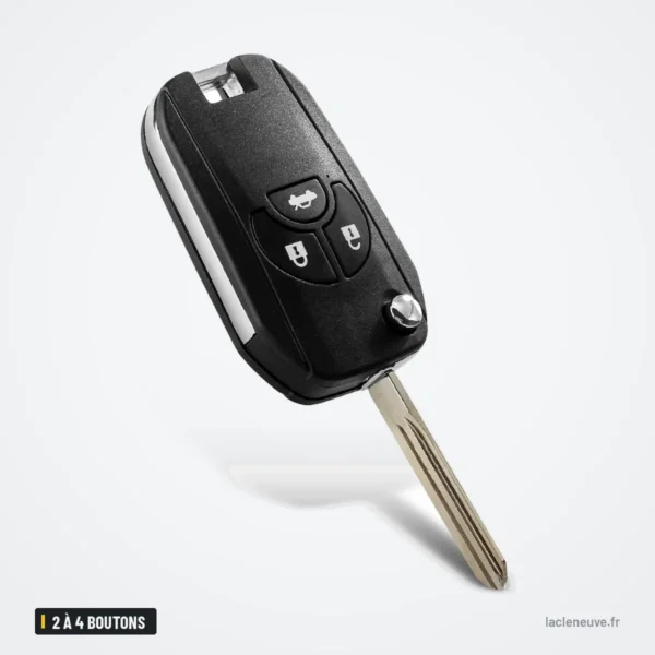 Coque de clé pliante 2 à 4 boutons pour Nissan Sentra, Altima, Versa, Maxima - quatre boutons, lame dépliée en biais