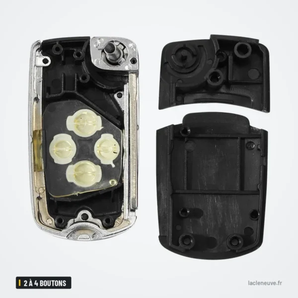 Coque de clé pliante 2 à 4 boutons pour Toyota Camry, RAV4, Avalon, 4Runner - coque ouverte montrant le mécanisme interne