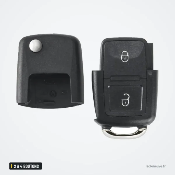 Coque de clé pliante 2 à 4 boutons pour Volkswagen Golf, Bora, Passat, Polo - coque séparée en deux parties sans lame