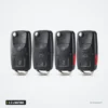 Coque de clé pliante 2 à 4 boutons pour Volkswagen Golf, Passat, Polo - quatre versions alignées côte à côte