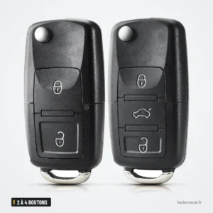 Coque de clé pliante 2 à 4 boutons pour Volkswagen Golf, Passat, Polo, Bora - deux coques pliantes côte à côte, lame sortie