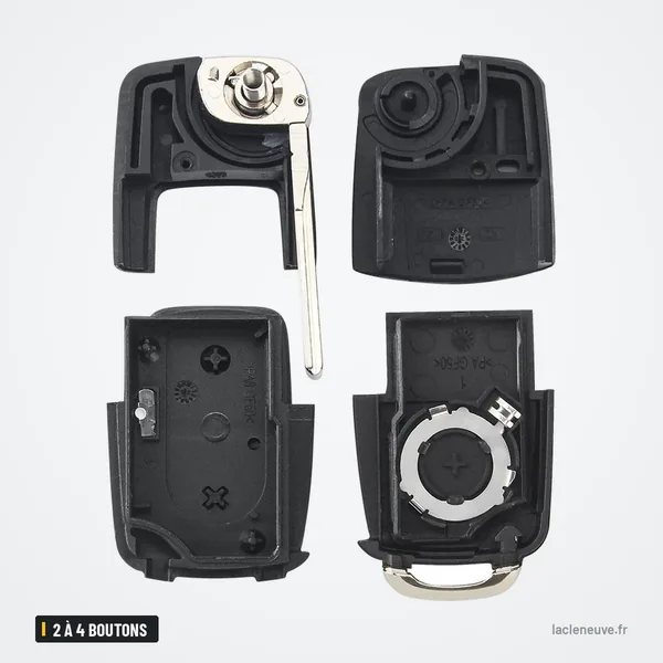 Coque de clé pliante 2 à 4 boutons pour Volkswagen Golf, Passat, Polo, Bora - intérieur de la coque et dos avec ressort