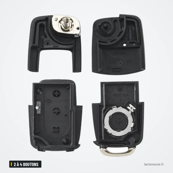 Coque de clé pliante 2 à 4 boutons pour Volkswagen Golf, Polo, Passat, Seat Leon - coque démontée en quatre pièces séparées