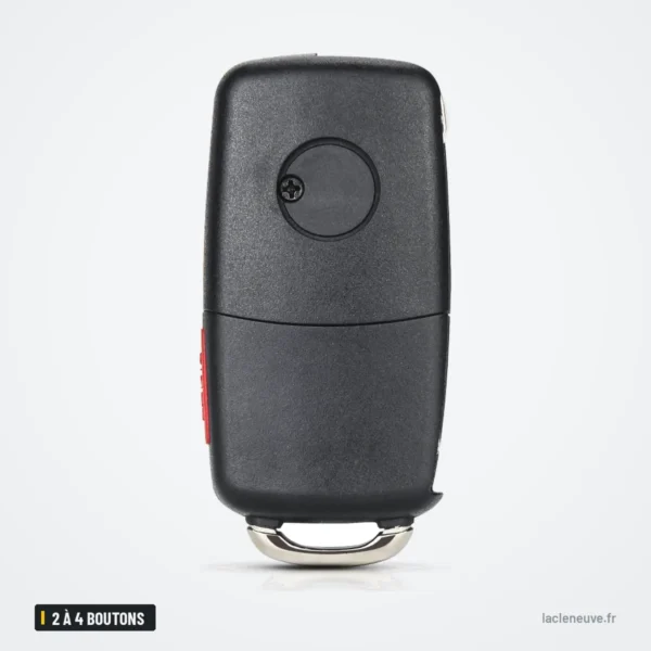 Coque de clé pliante 2 à 4 boutons pour Volkswagen Golf, Tiguan, Passat, Polo - dos de la coque, lame rentrée
