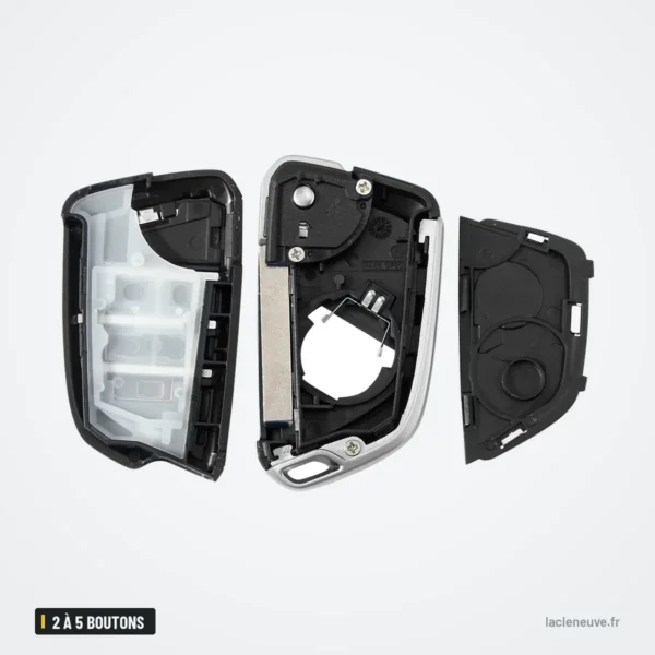 Coque de clé pliante 2 à 5 boutons pour Chevrolet Aveo, Spark, Epica - coque éclatée en trois parties, châssis blanc visible