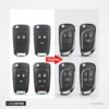 Coque de clé pliante 2 à 5 boutons pour Chevrolet Camaro - plusieurs coques alignées, avant et après modification