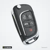 Coque de clé pliante 2 à 5 boutons pour Chevrolet Camaro, Opel Insignia - vue de profil, trois boutons, tranche chromée