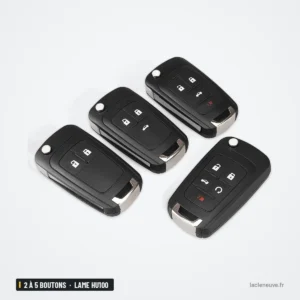 Coque de clé pliante 2 à 5 boutons pour Chevrolet Cruze, Camaro, lame HU100 - cinq coques pliantes différentes côte à côte