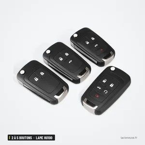 Coque de clé pliante 2 à 5 boutons pour Chevrolet Cruze, Epica, lame HU100 - quatre versions avec nombre de boutons différent
