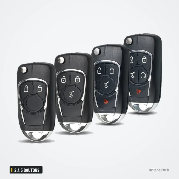 Coque de clé pliante 2 à 5 boutons pour Chevrolet Cruze, Opel Insignia - quatre versions, nombre de boutons différent