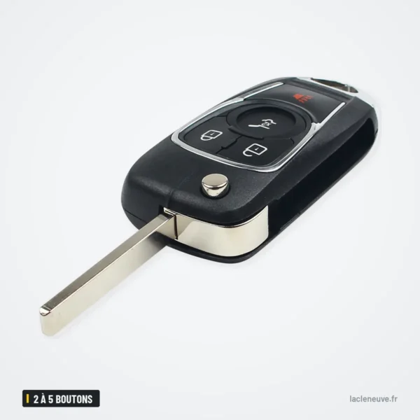 Coque de clé pliante 2 à 5 boutons pour Chevrolet Cruze, Opel Insignia - lame sortie, boutons sur le dessus
