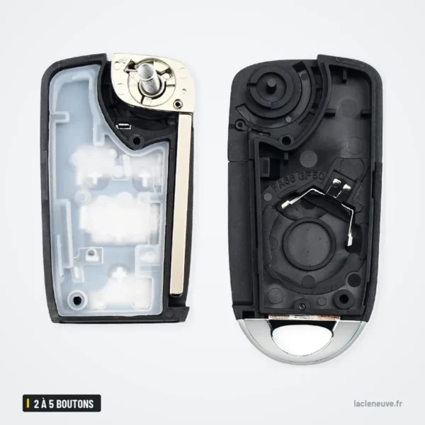 Coque de clé pliante 2 à 5 boutons pour Chevrolet Cruze, Opel Insignia - coque ouverte, mécanisme et compartiment pile