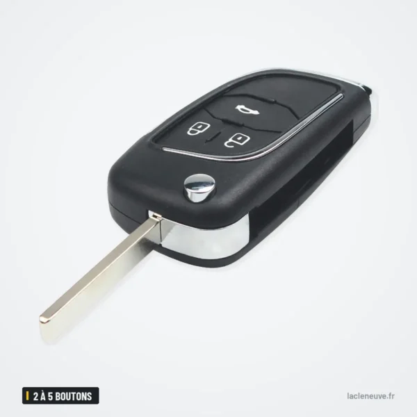 Coque de clé pliante 2 à 5 boutons pour Chevrolet Lova, Aveo, Opel Insignia - vue de face, lame dépliée