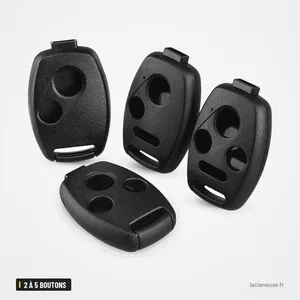 Coque de clé pliante 2 à 5 boutons pour Honda Accord, Civic, CR-V, Pilot - quatre coques démontées, vue de l'intérieur